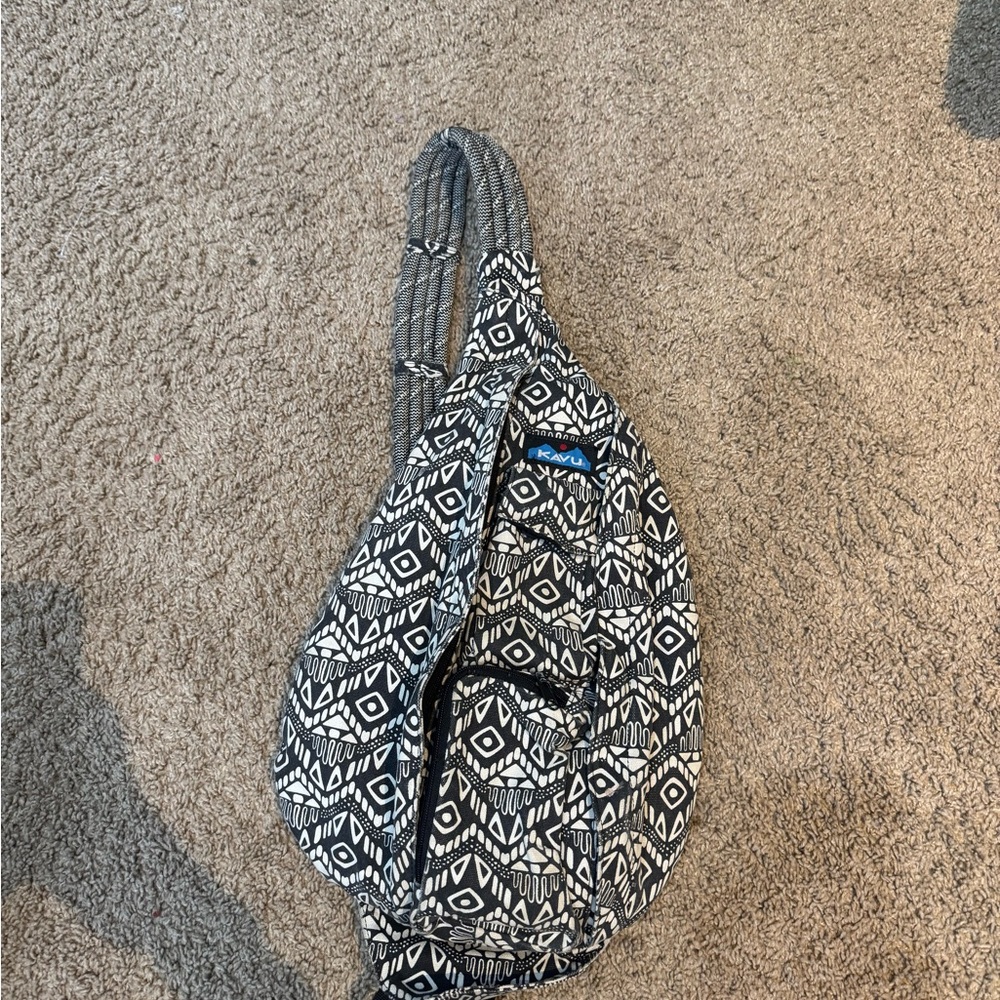 KAVU Geometric Sling Bag in Black and White